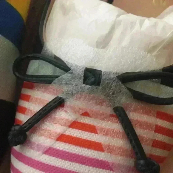 Kate Spade Multi Colored Striped Sling Back Espadrille Sandals w/ Bow Sz 7.5 - Picture 3 of 7